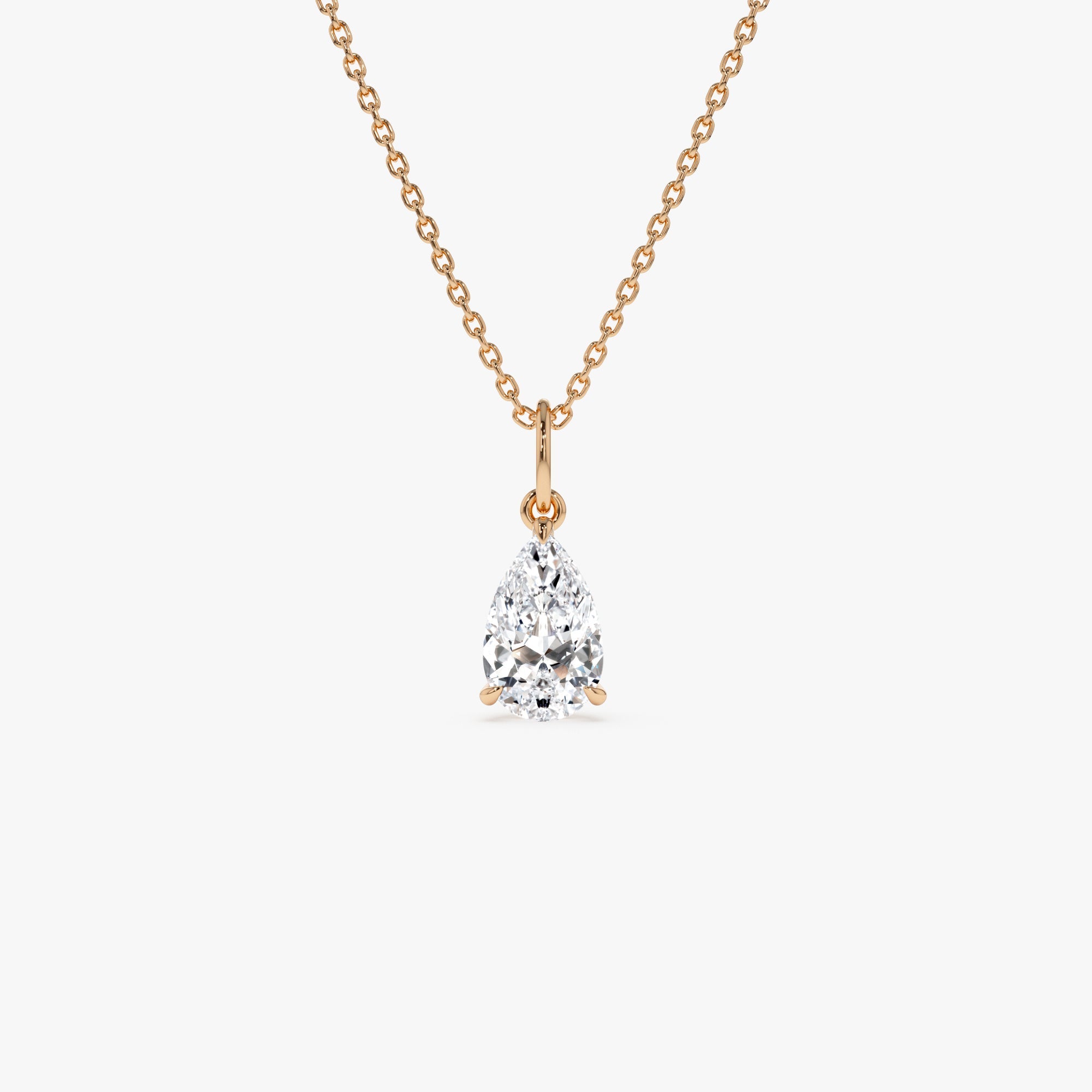 OBFJ0423 - 1.00 Ctw 14k Pear Shaped Lab Grown Diamond Classic Charm Necklace - Rita 7