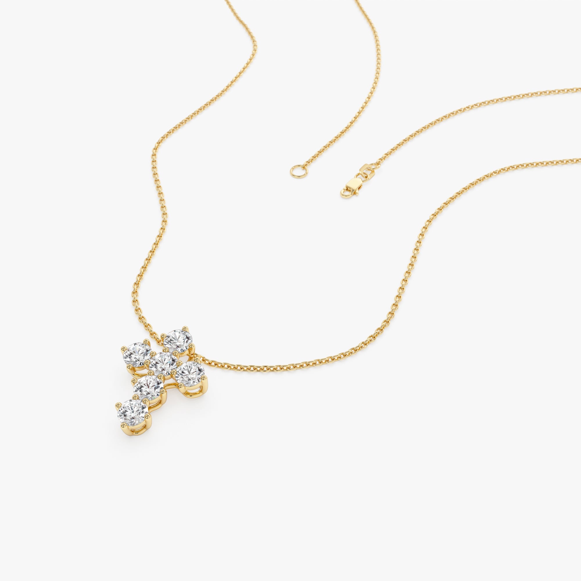 OBFJ0508 - 14k 0.99 Ctw Round Brilliant Lab Grown Diamond Cross Necklace - Imani 8