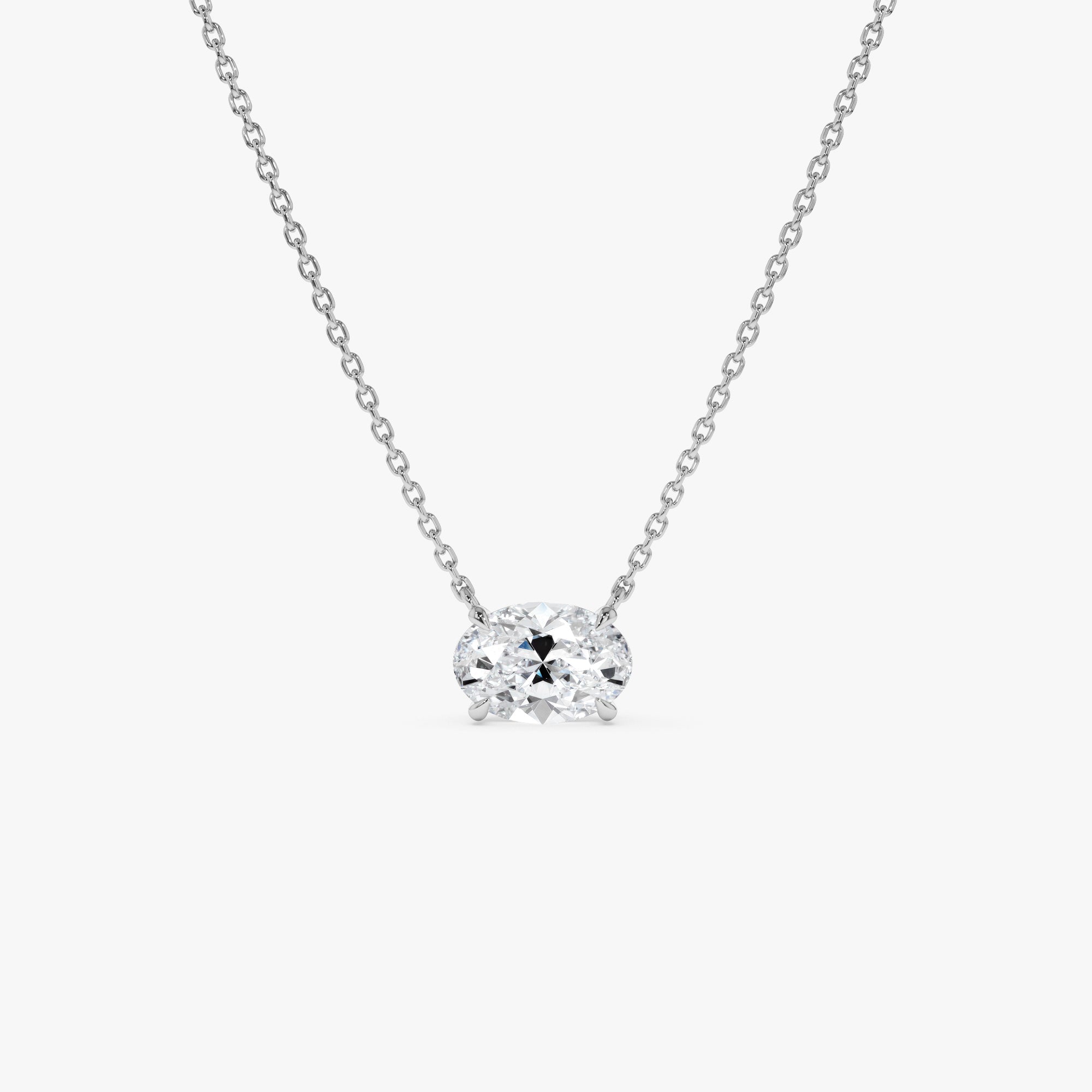 OBFJ0541 - 1.00 Ctw 14k Prong Setting Oval Shape Lab Grown Diamond Solitaire Necklace - Mara 4