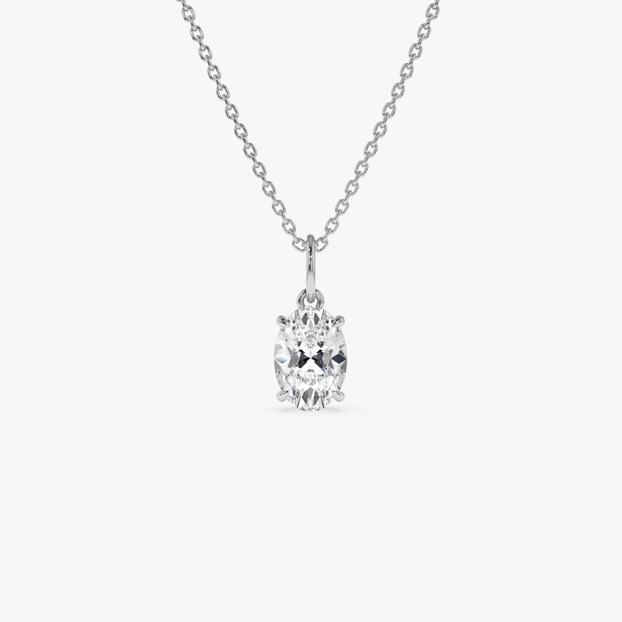 OBFJ0414 - 1.00 Ctw 14k Oval Shaped Lab Grown Diamond Classic Charm Necklace - Elda 5