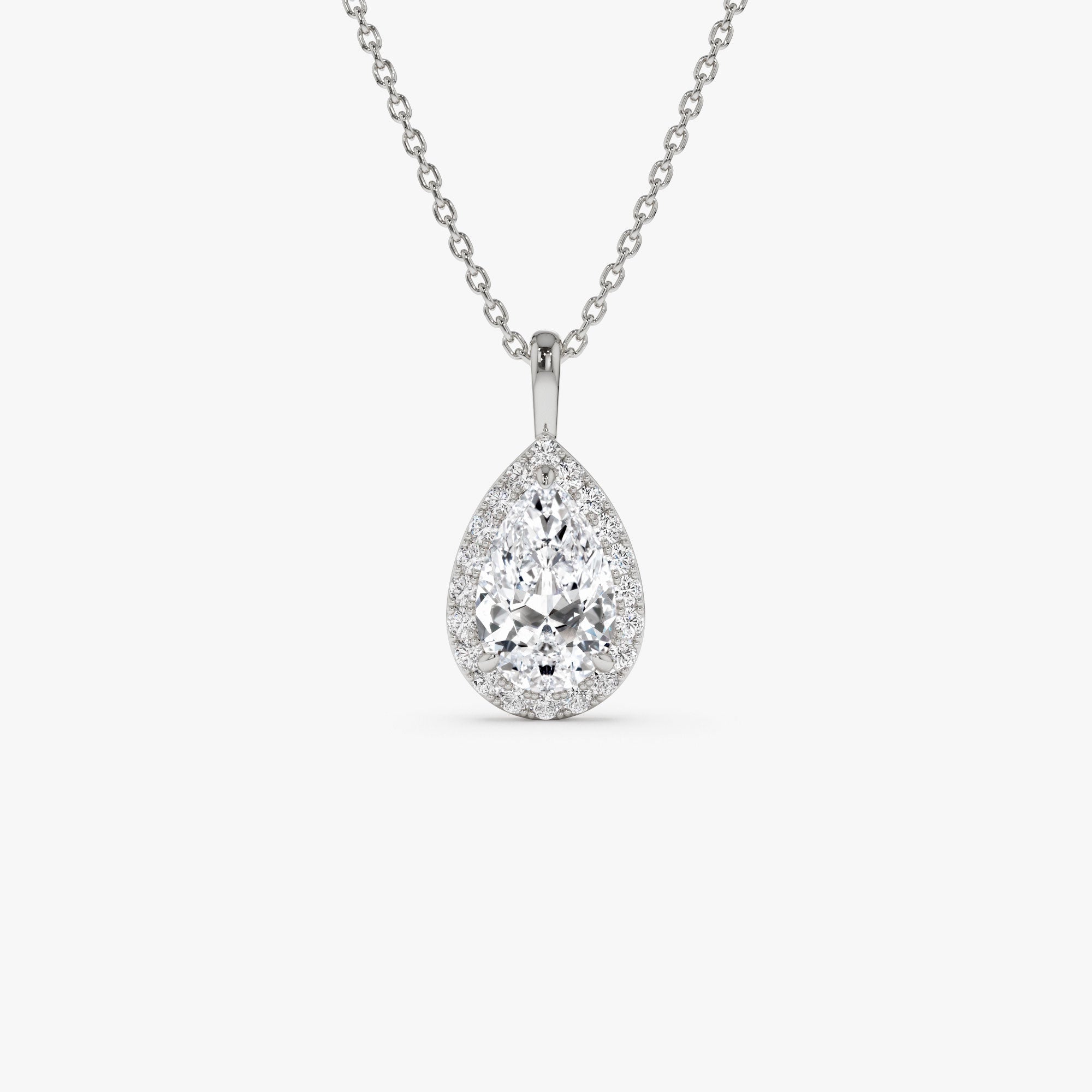 OBFJ0387 - 1.25ctw 14k Pear Shaped Halo Setting Lab Grown Diamond Necklace - Liana 8