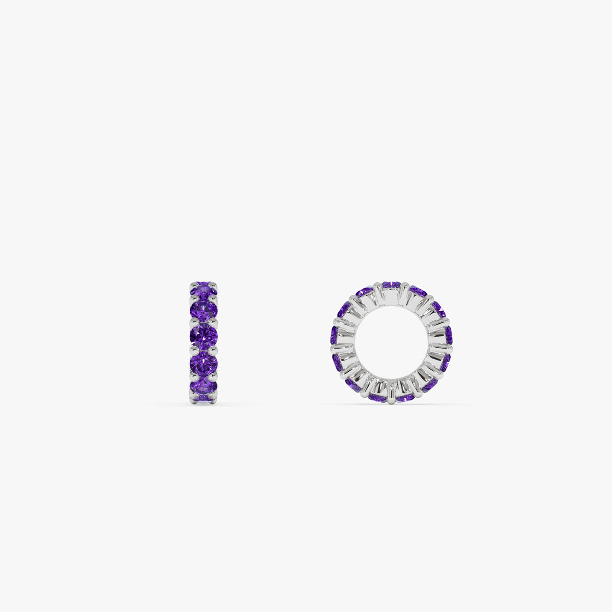 OBFJ0249 - Amethyst Rondelle Charm necklace in selectable metal and diamond options - Roselle Jewelry view 6