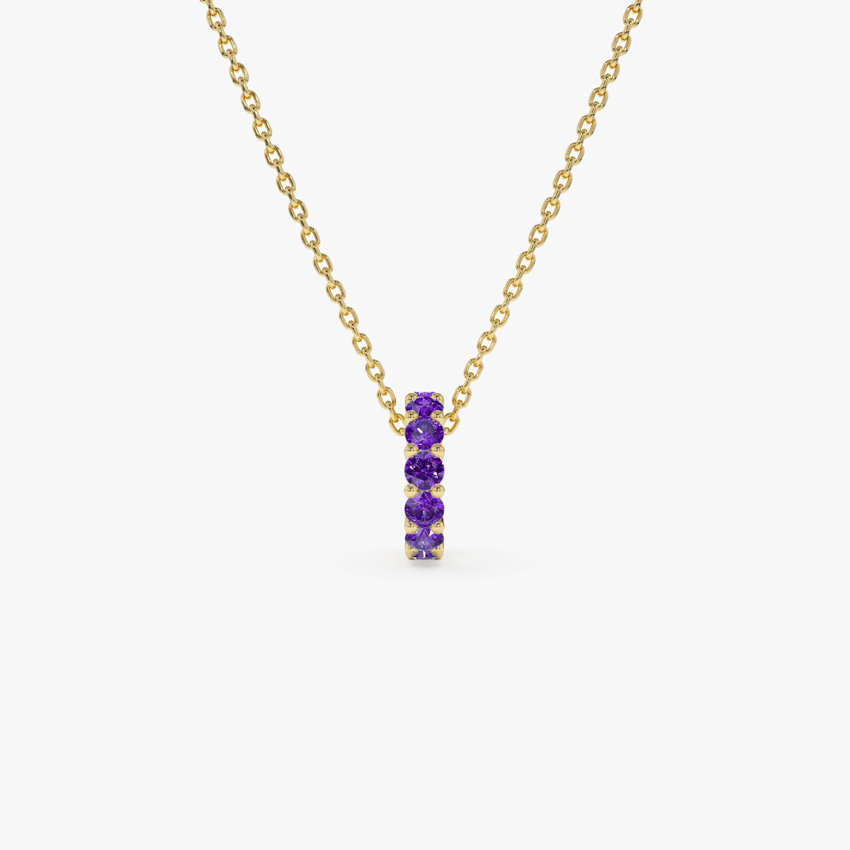 OBFJ0249 - Amethyst Rondelle Charm necklace in selectable metal and diamond options - Roselle Jewelry view 7