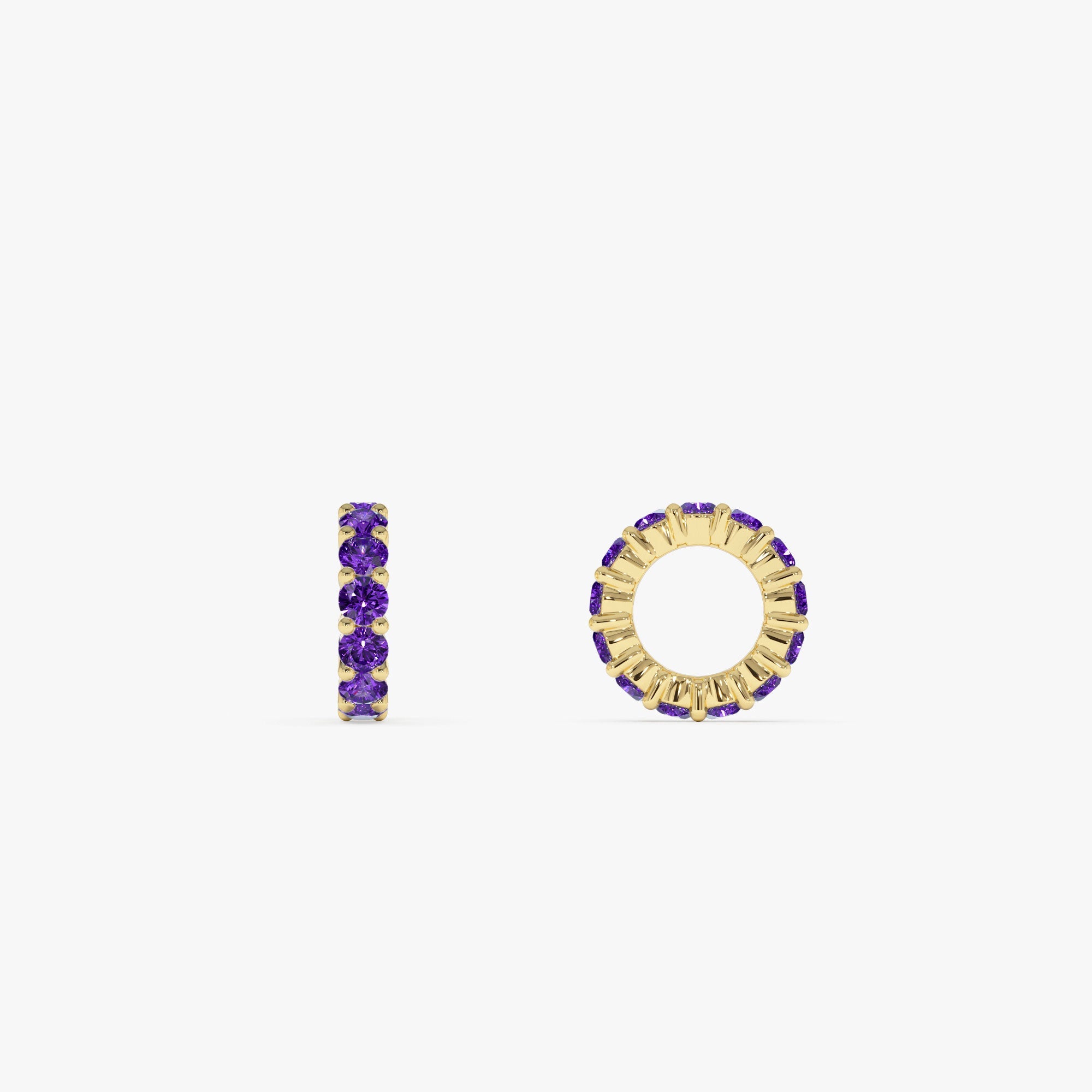 OBFJ0249 - Amethyst Rondelle Charm necklace in selectable metal and diamond options - Roselle Jewelry view 1