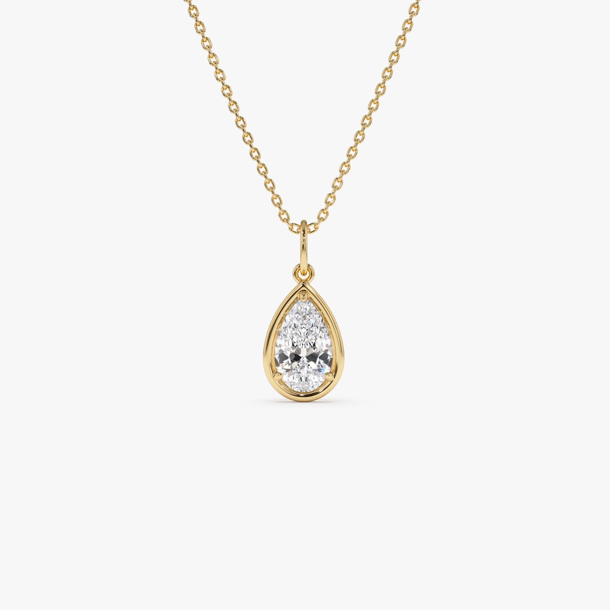 OBFJ0269 - 1 CTW 14k Pear Shaped Lab Grown Diamond Pendant Necklace - Vesta 1