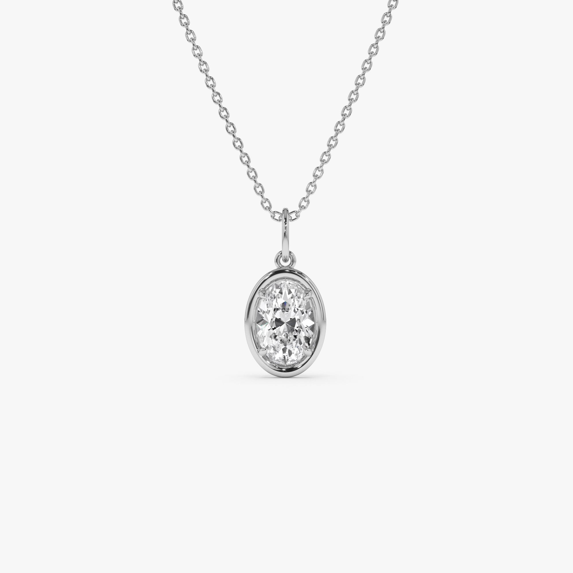 OBFJ0267 - 1 CTW 14k Oval Shaped Lab Grown Diamond Pendant Necklace - Bindi 2
