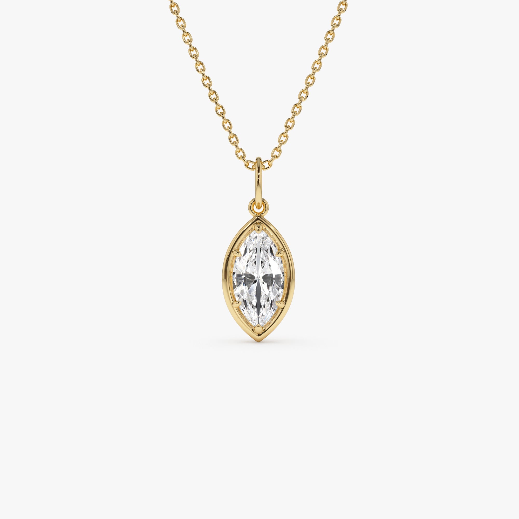 OBFJ0266 - 1 CTW 14k Marquise Shape Lab Grown Diamond Pendant Necklace - Daku 1