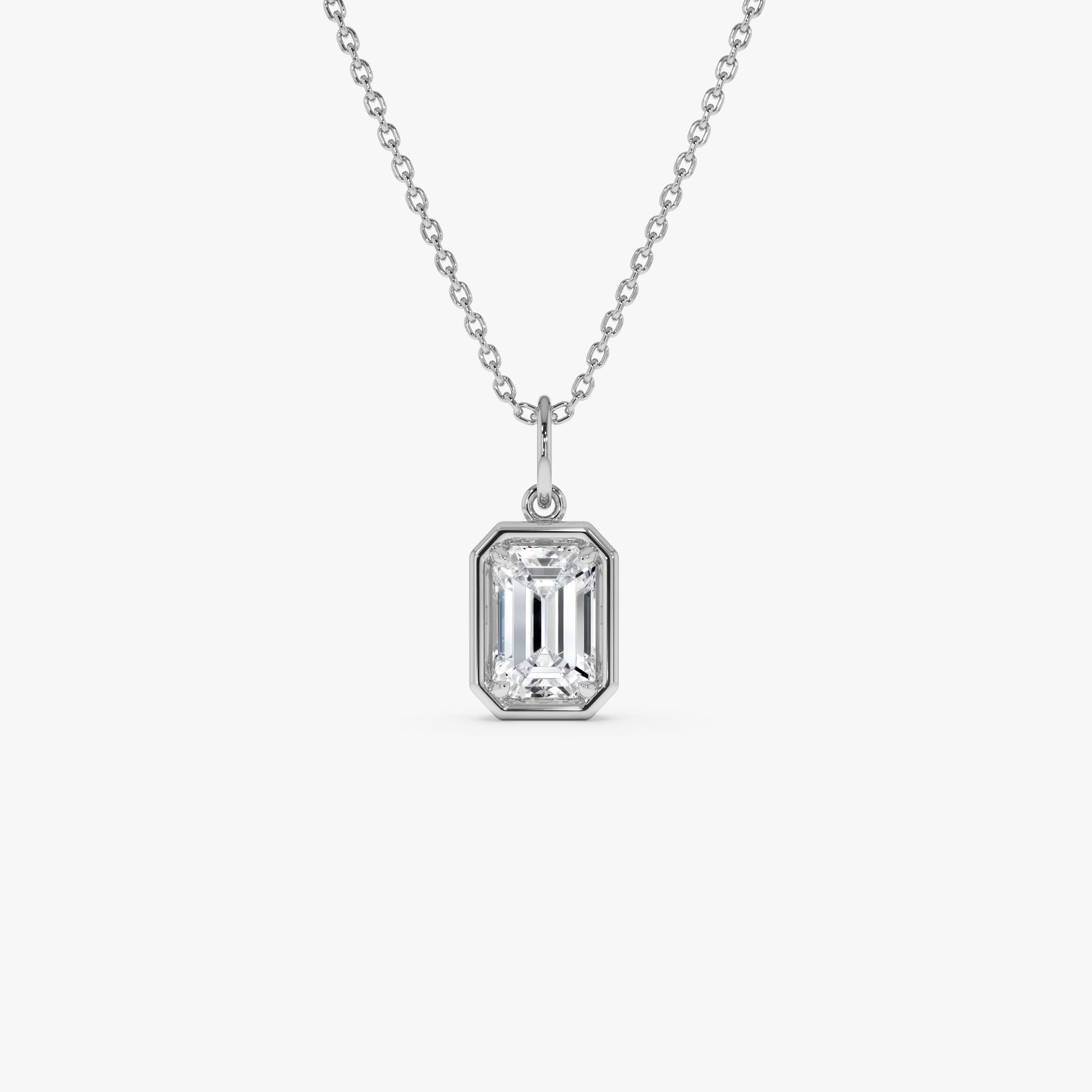 OBFJ0265 - 1 CTW 14k Emerald Cut Lab Grown Diamond Pendant Necklace - Jarra 2