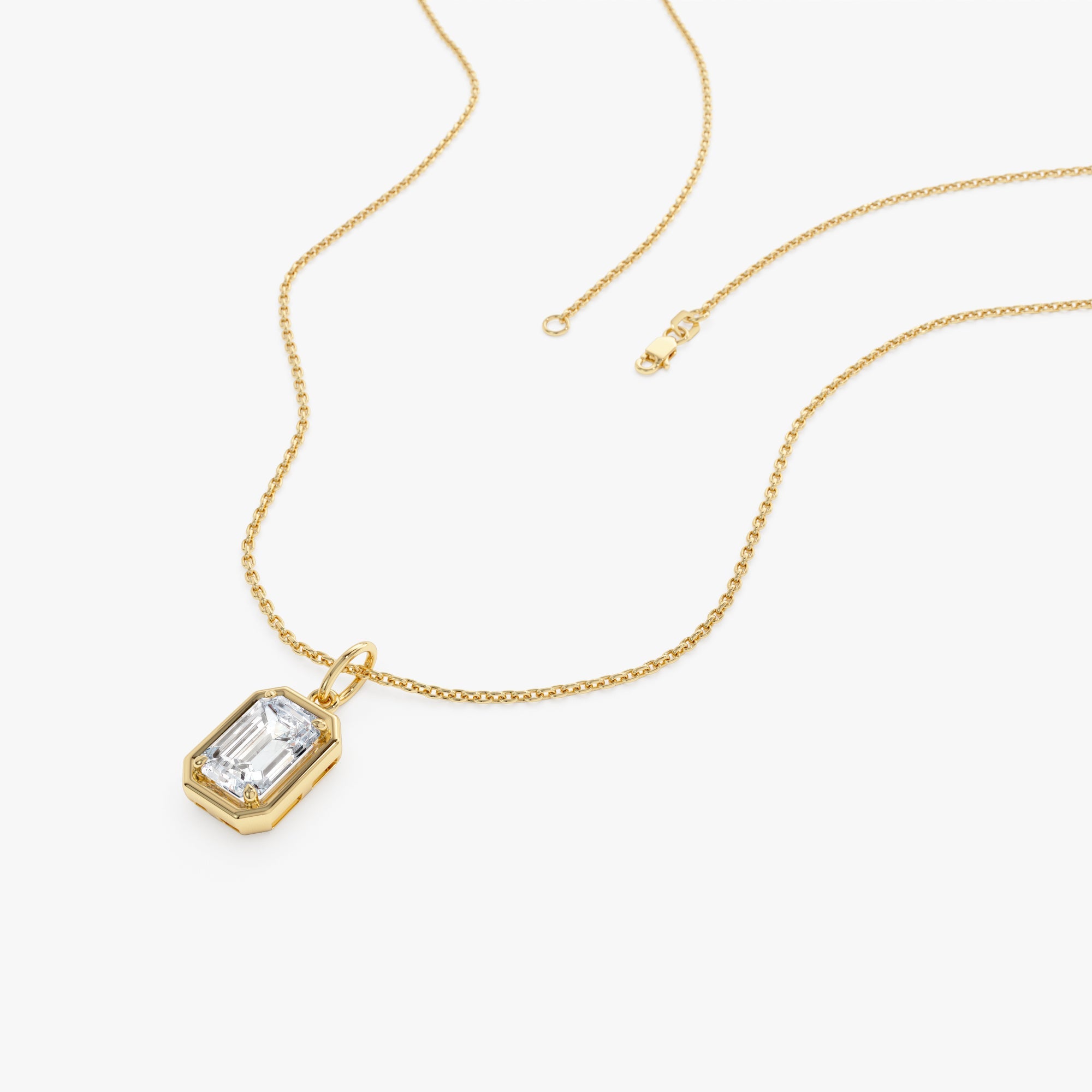 OBFJ0265 - 1 CTW 14k Emerald Cut Lab Grown Diamond Pendant Necklace - Jarra 3