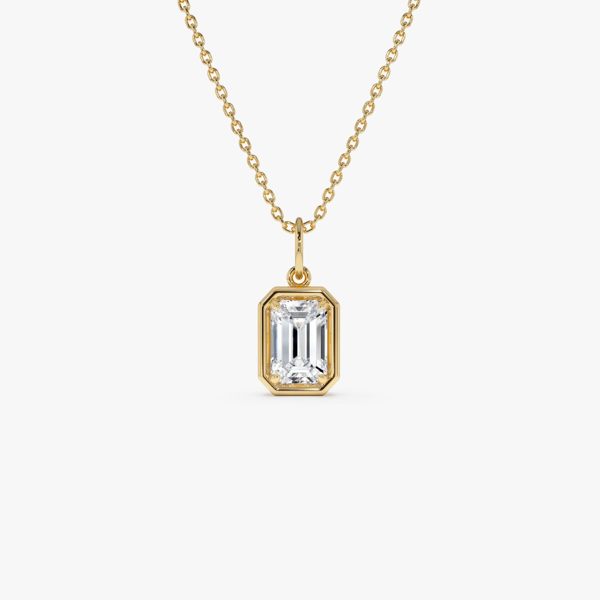 OBFJ0265 - 1 CTW 14k Emerald Cut Lab Grown Diamond Pendant Necklace - Jarra 1