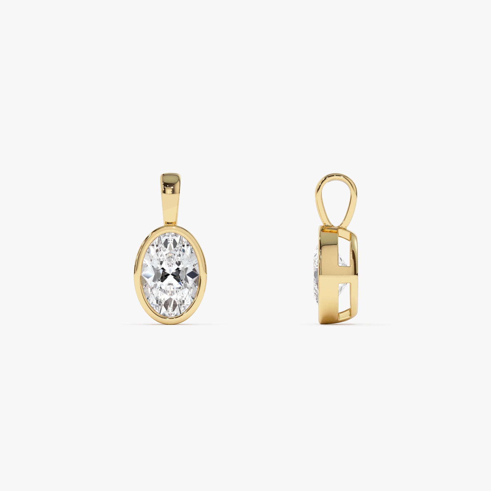 OBFJ0261 - 1 CTW 14K Lab Grown Bezel Set Oval Shape Diamond Charm - Yana 4