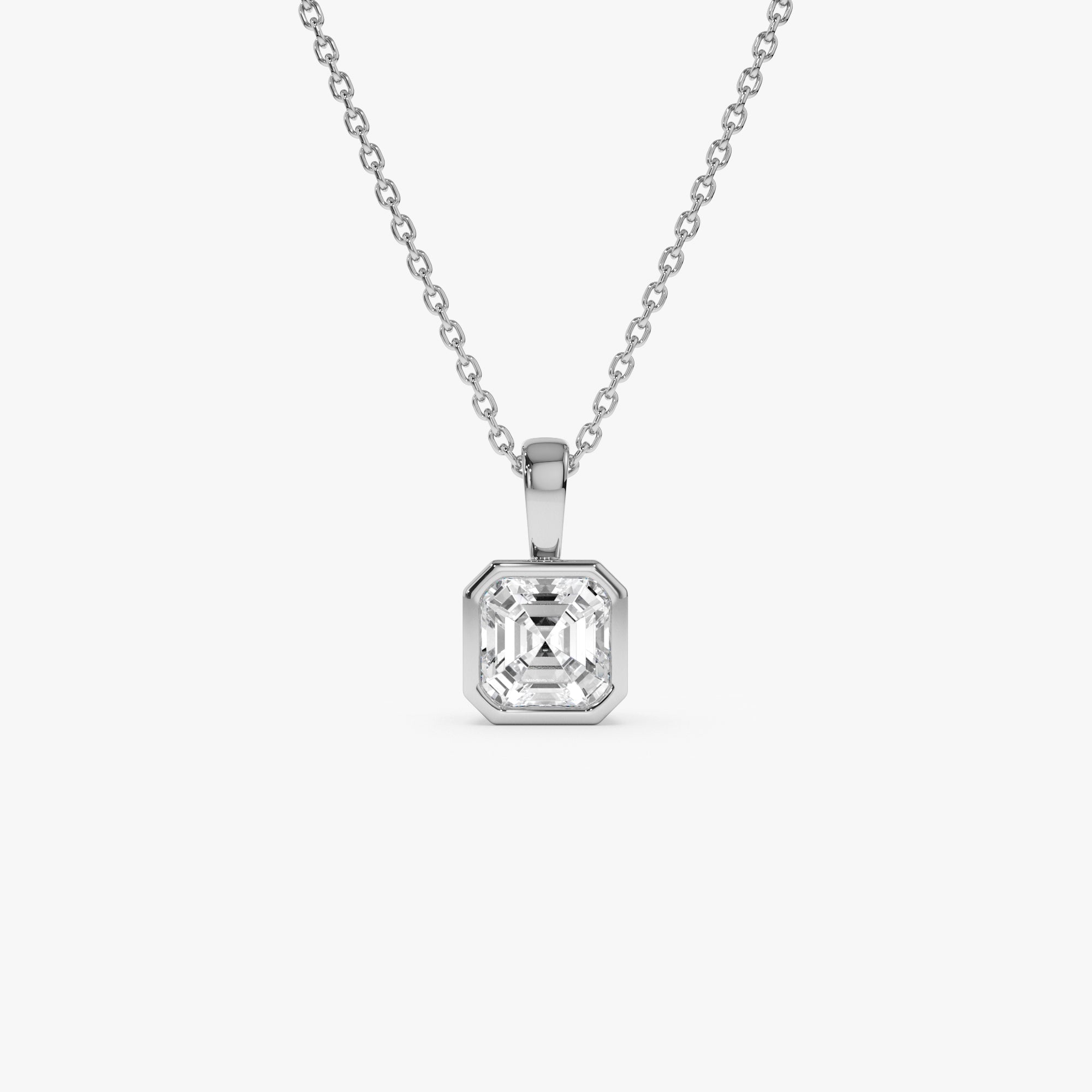 OBFJ0259 - 1 CTW 14K Lab Grown Bezel Set Asscher Cut Diamond Charm - Yana 2