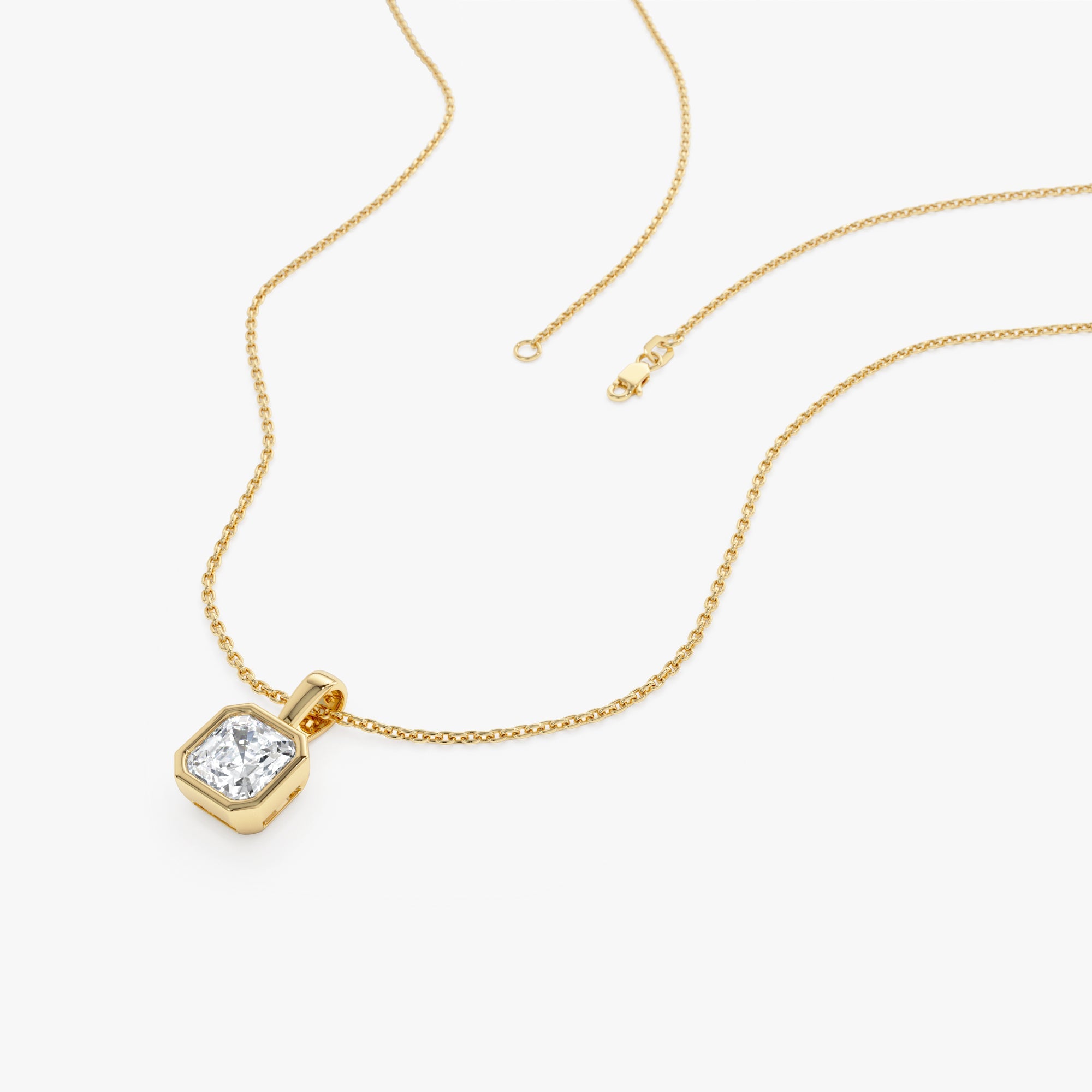 OBFJ0259 - 1 CTW 14K Lab Grown Bezel Set Asscher Cut Diamond Charm - Yana 3