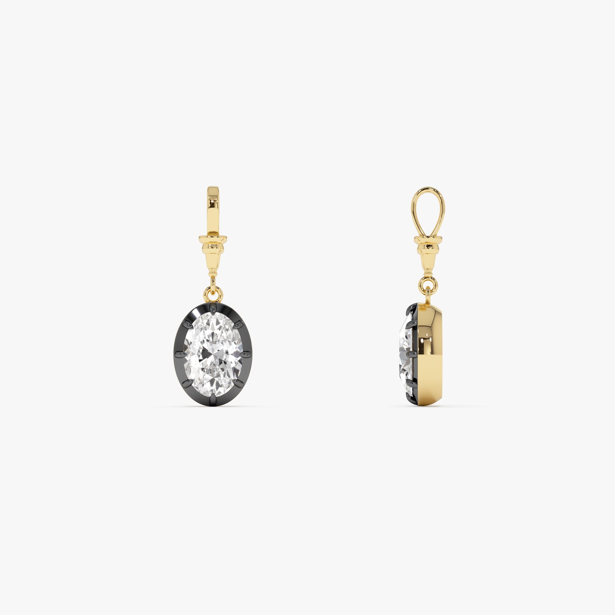 OBFJ0273 - 2 CTW 14K Vintage Inspired Oval Shape Lab Grown Diamond Charm - Mabel 5