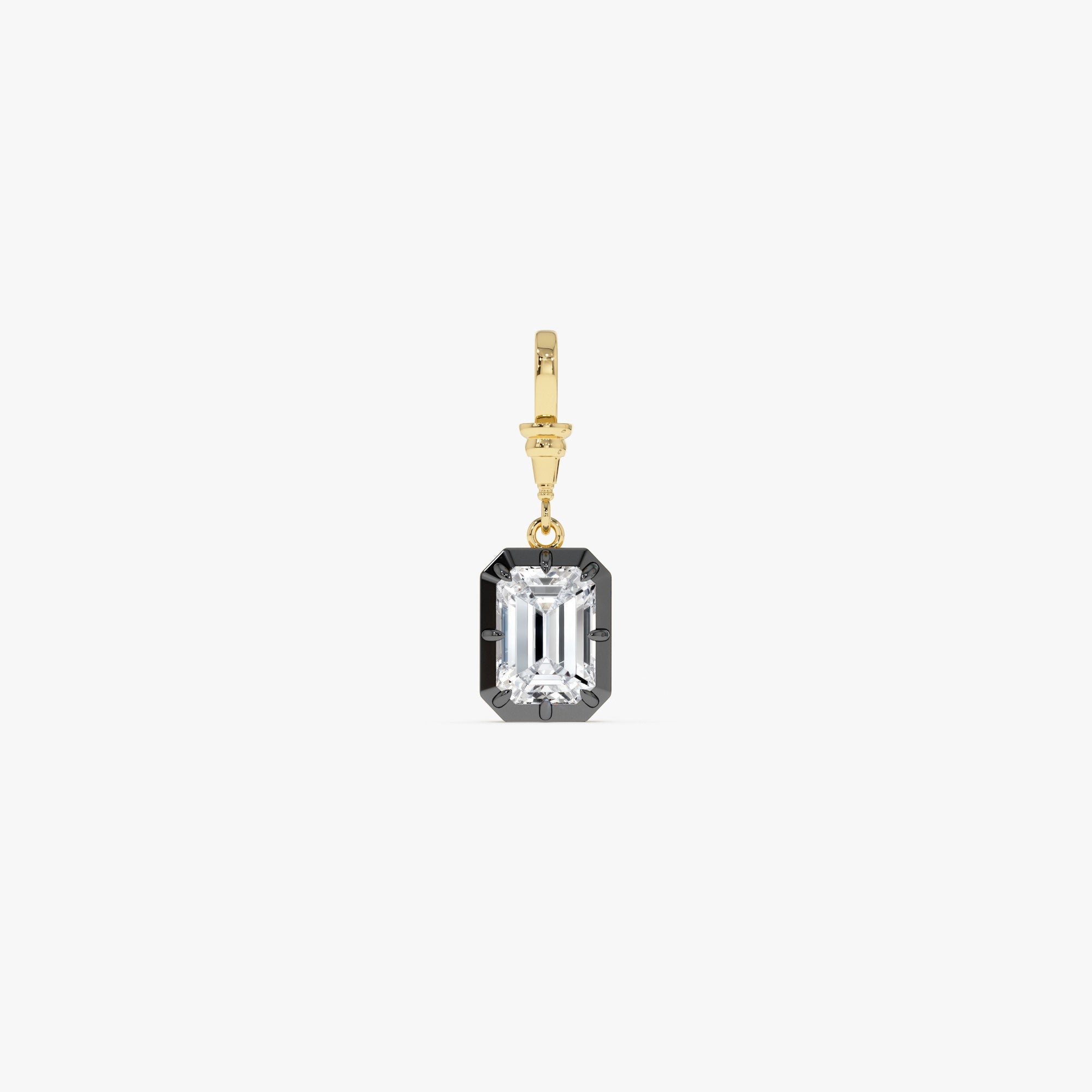 OBFJ0272 - 2 CTW 14K Vintage Inspired Emerald Cut Lab Grown Diamond Charm - Mabel 4