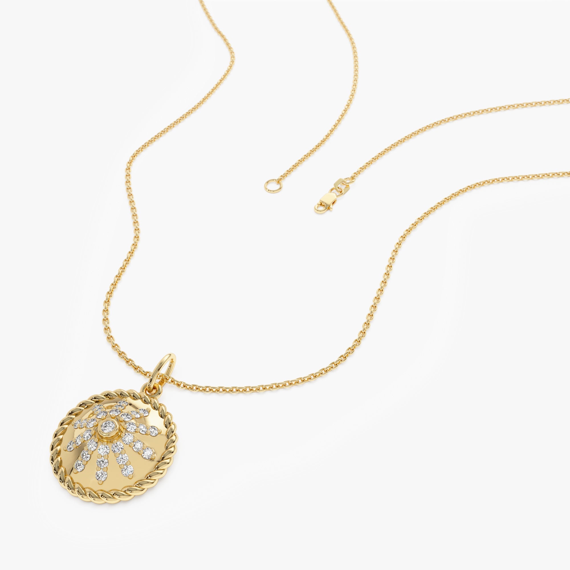 OBFJ0306 - 14k Diamond Sunburst Medallion Charm 3