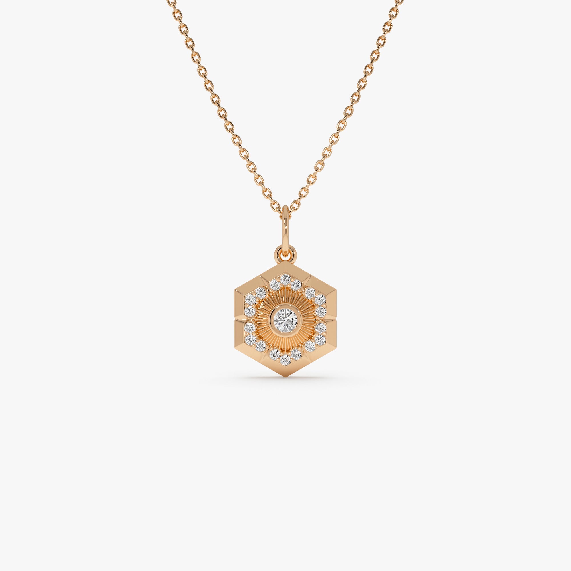 OBFJ0303 - 14k Diamond Hexagon Charm 3