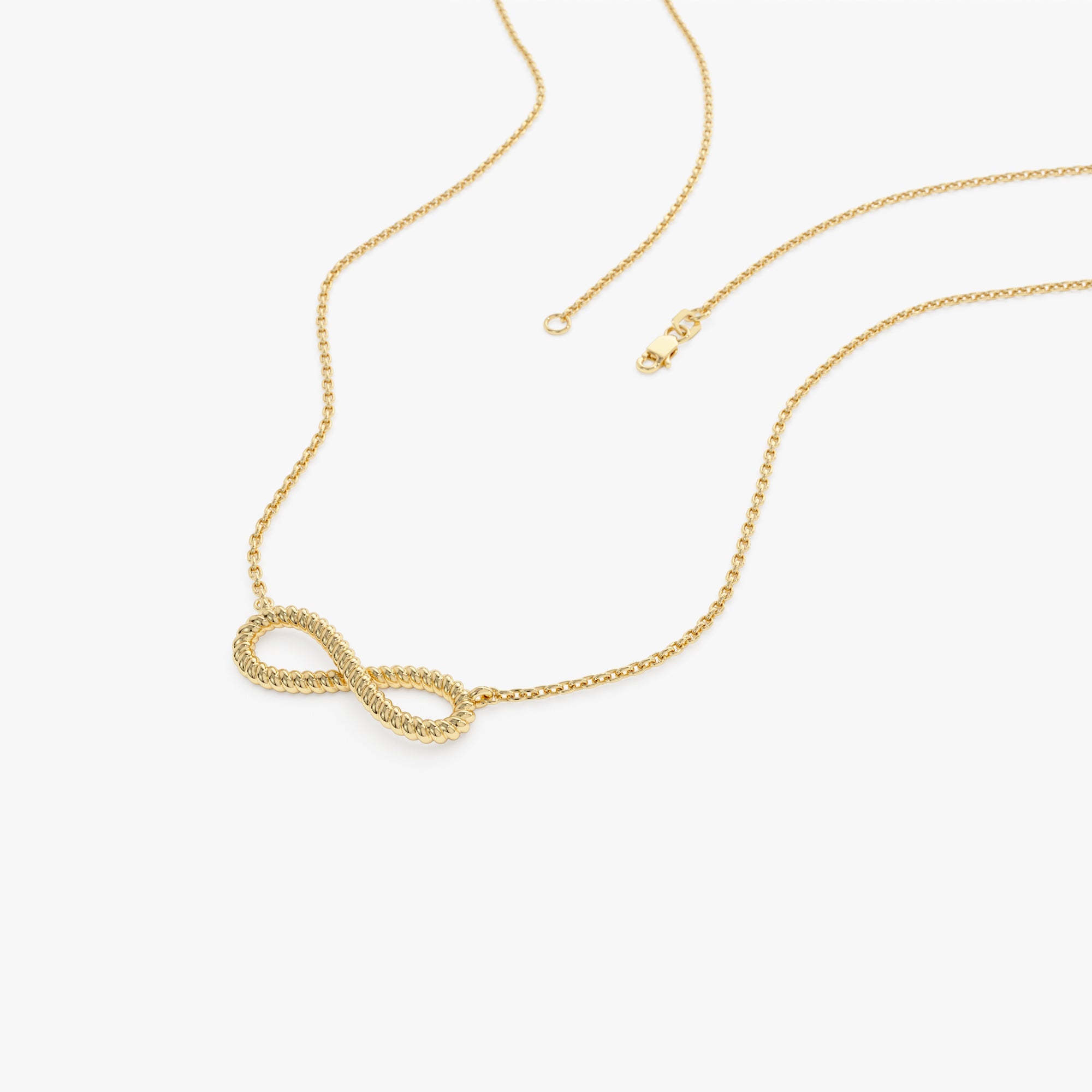 OBFJ0862 - Twist Rope Infinity Necklace necklace in selectable metal and diamond options - Roselle Jewelry view 8