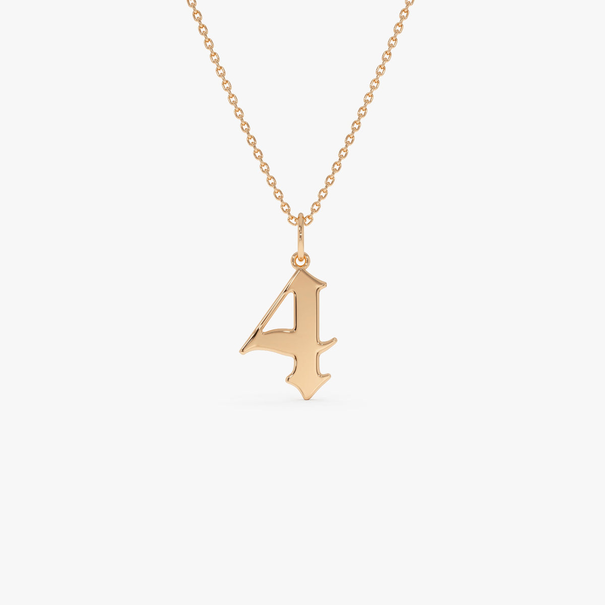 OBFJ0505 - Gothic Number Pendant Necklace necklace in selectable metal and diamond options - Roselle Jewelry view 5