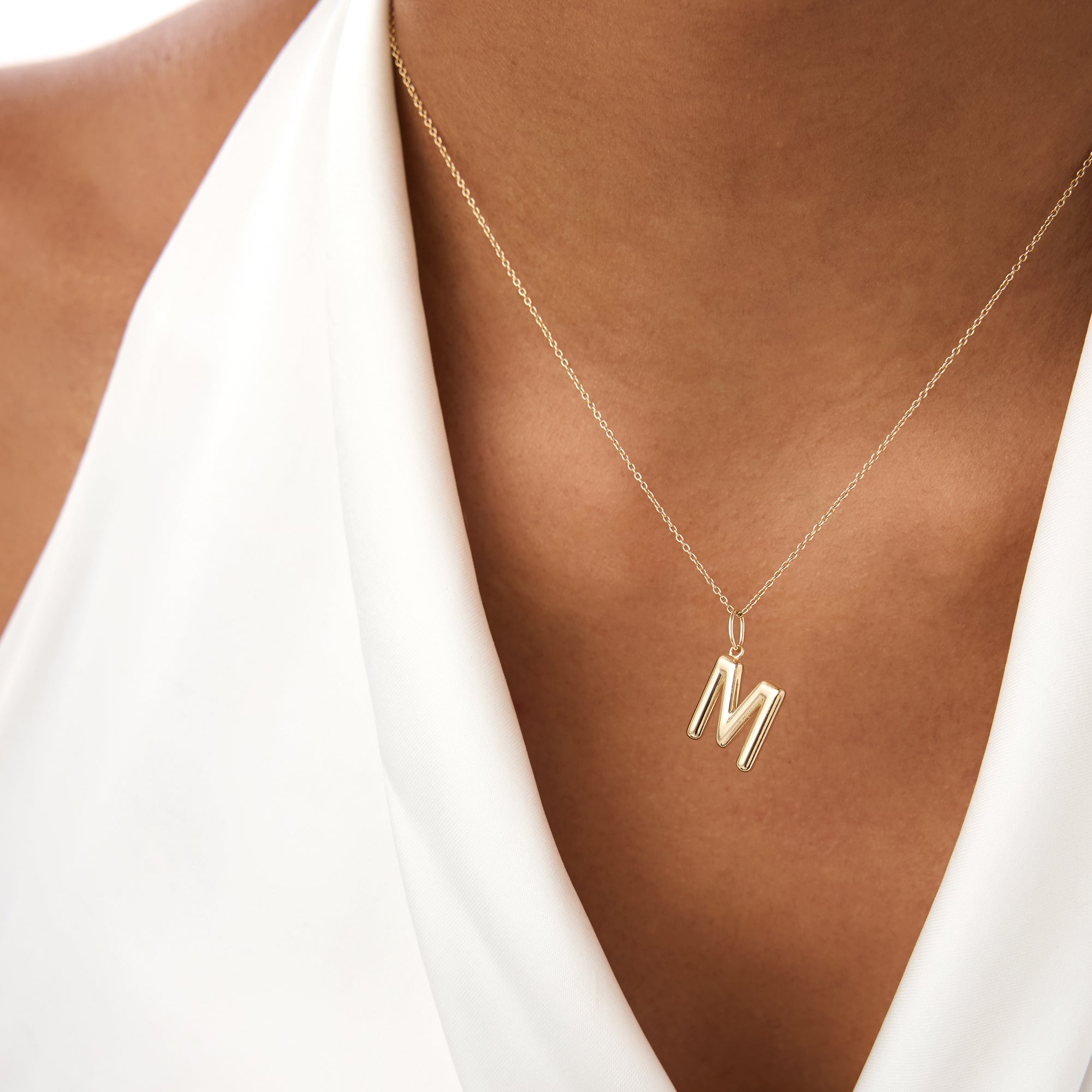 OBFJ0397 - 14K Gold Everyday Initial Charm Necklace 6