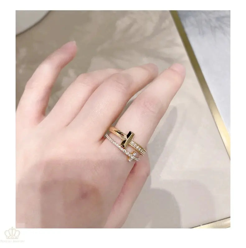 Cross Diamond Wedding Band Ring - LR36 Camélia™