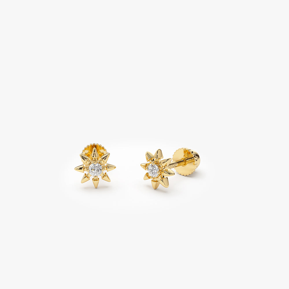 OBFJ2208 - Star Diamond Helix Piercing earrings in selectable metal and diamond options - Roselle Jewelry view 6