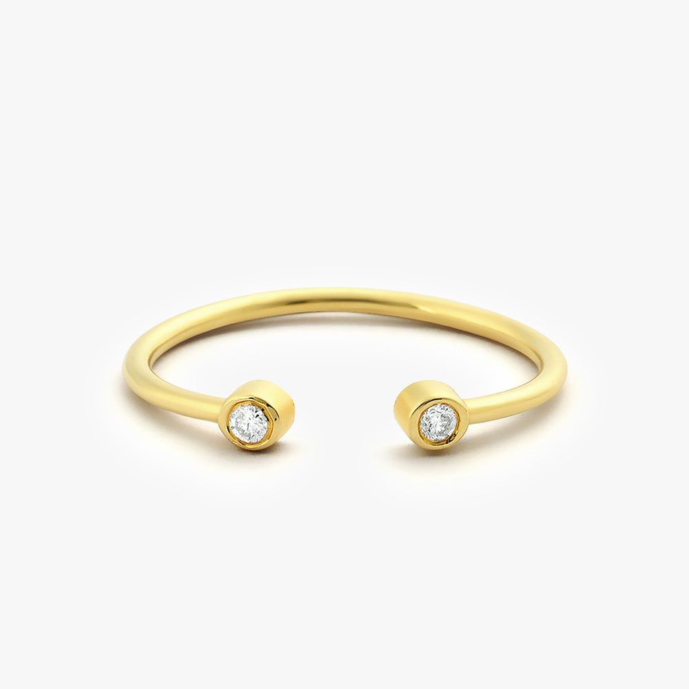 OBFJ1594 - 14K Double Bezel Set Open Diamond Ring 1