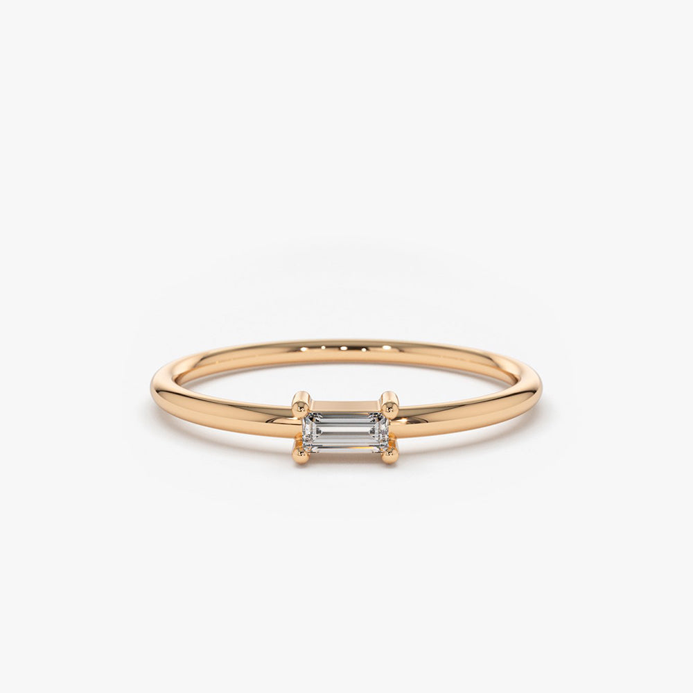 OBFJ1837 - 14K Gold Single Baguette Diamond Ring 4