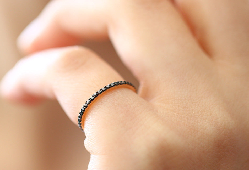 OBFJ1587 - Black Diamond Eternity Band ring in selectable metal and diamond options - Roselle Jewelry view 6