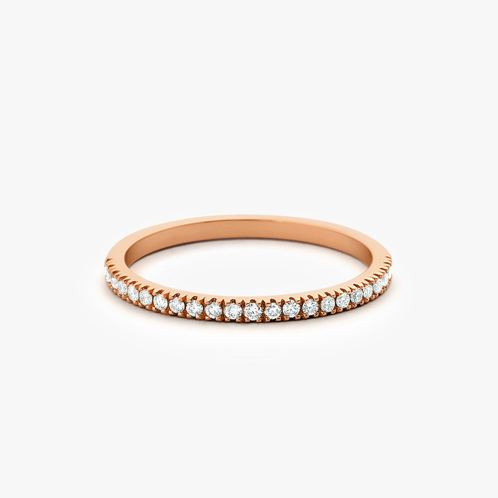 OBFJ1658 - 1.5MM Half Eternity Diamond Ring ring in selectable metal and diamond options - Roselle Jewelry view 5
