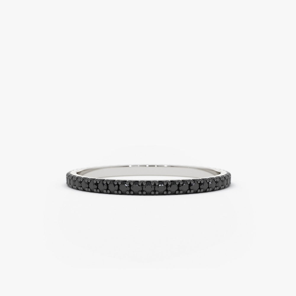 OBFJ1587 - Black Diamond Eternity Band ring in selectable metal and diamond options - Roselle Jewelry view 4