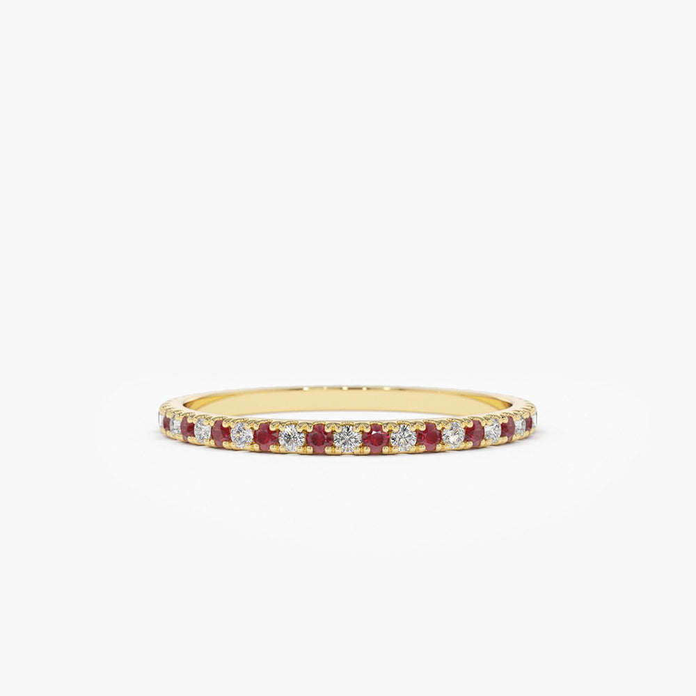 OBFJ1855 - 14K Ruby and Diamond Alternating Eternity Ring 1