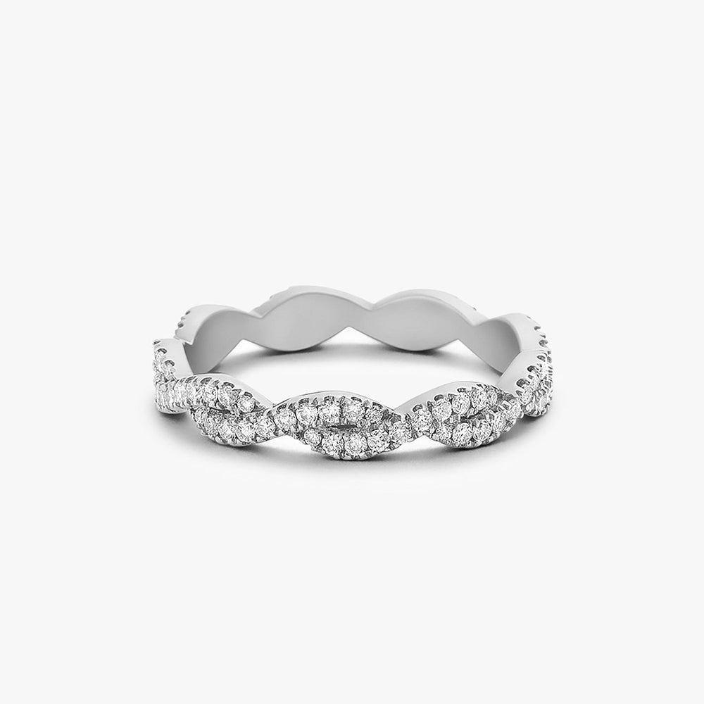 OBFJ1643 - 14K Gold Infinity Diamond Eternity Wedding Band 6