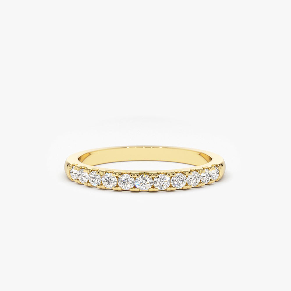 OBFJ1619 - 14K Gold 11 Stone Diamond Wedding Band 1/3ct 1