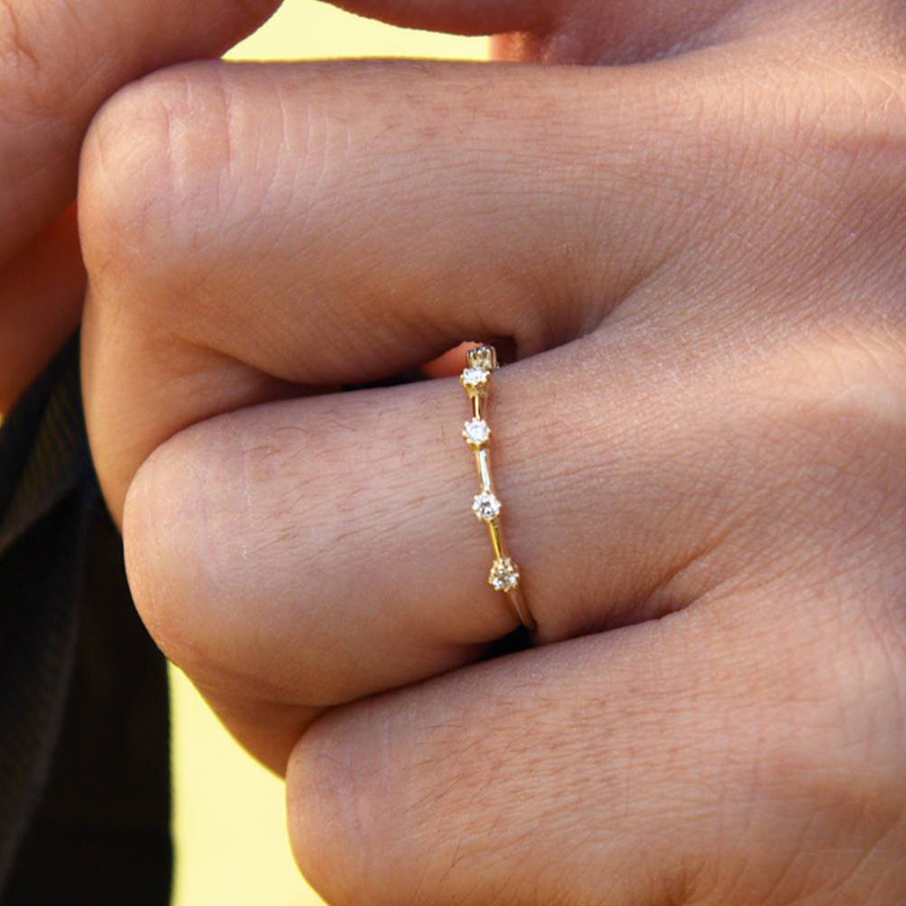 OBFJ1661 - Diamond Stacking Ring ring in selectable metal and diamond options - Roselle Jewelry view 2