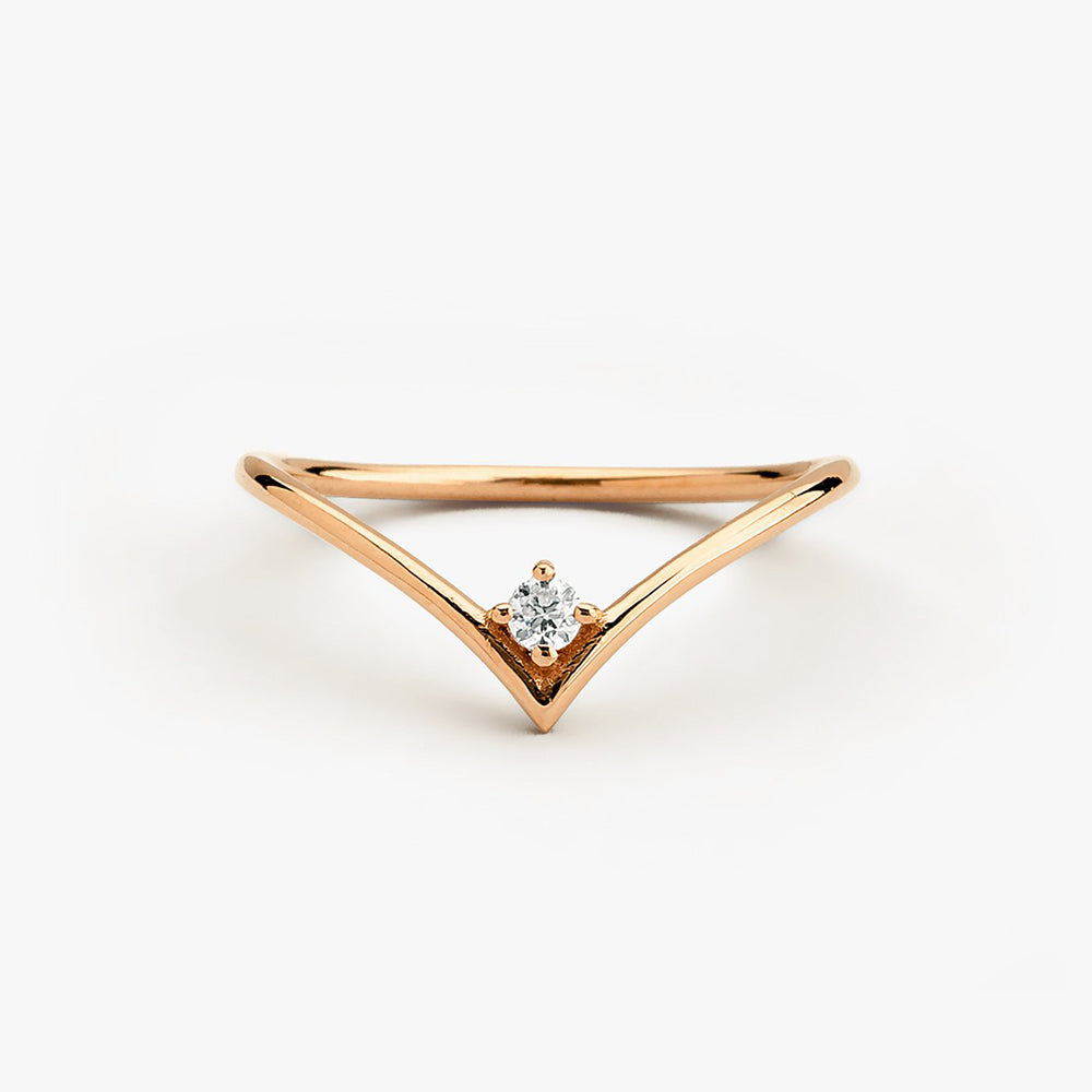 OBFJ1663 - Chevron Diamond Ring ring in selectable metal and diamond options - Roselle Jewelry view 4