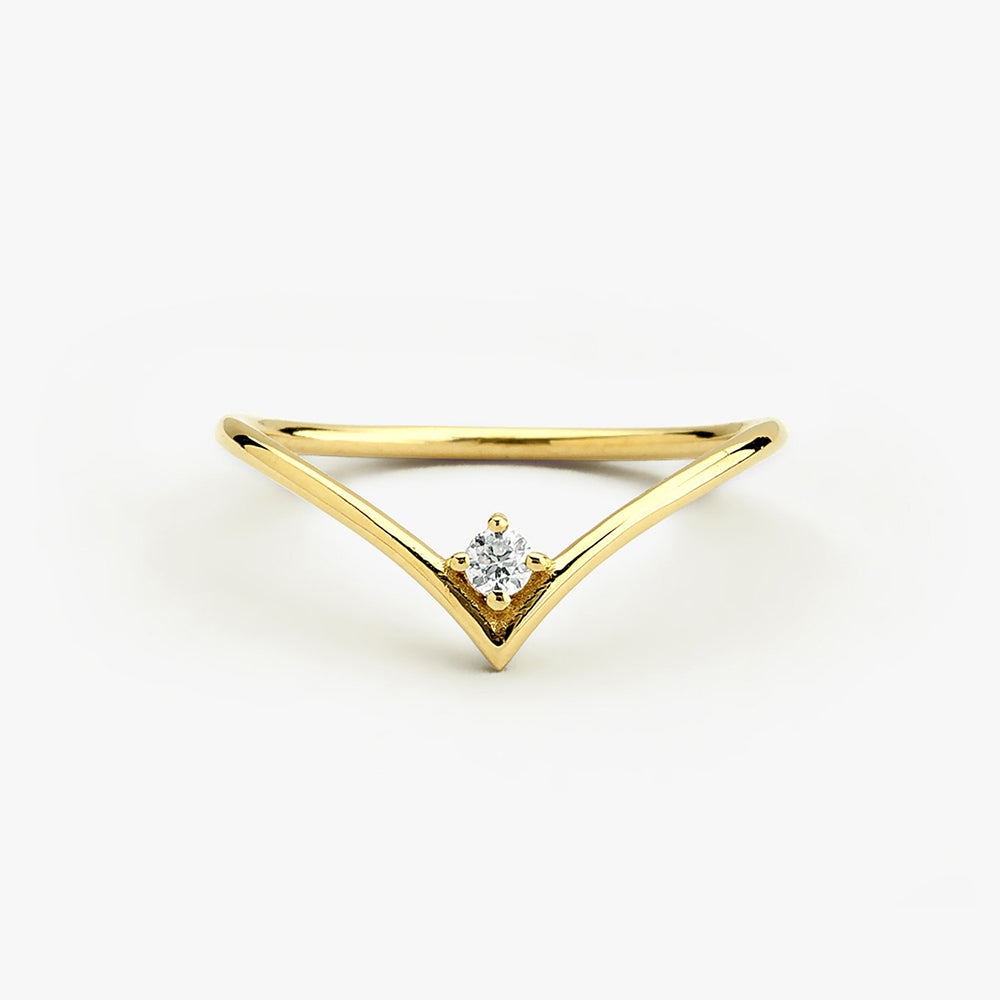 OBFJ1663 - Chevron Diamond Ring ring in selectable metal and diamond options - Roselle Jewelry view 1