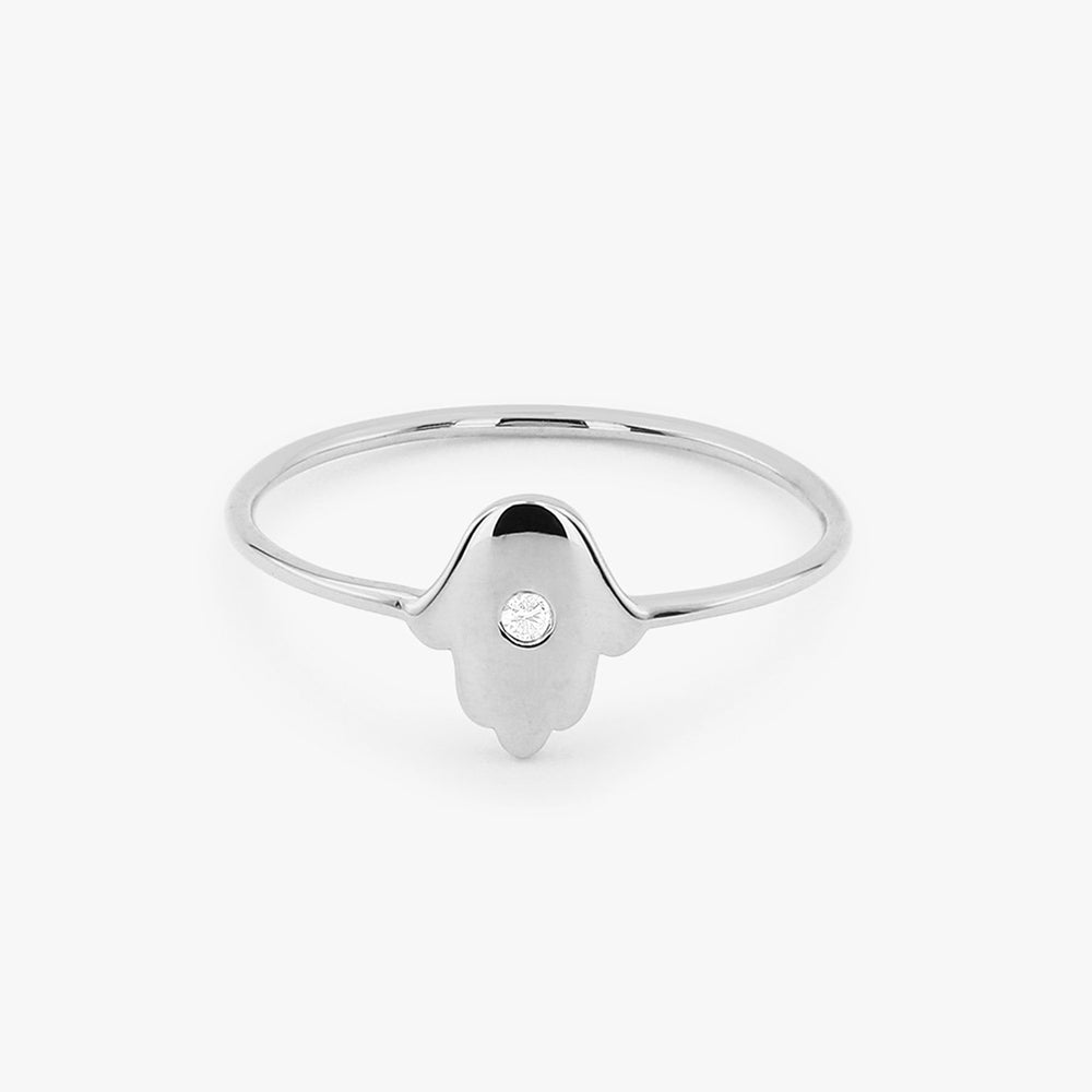 OBFJ1665 - 14K Gold Diamond Hamsa Ring 7
