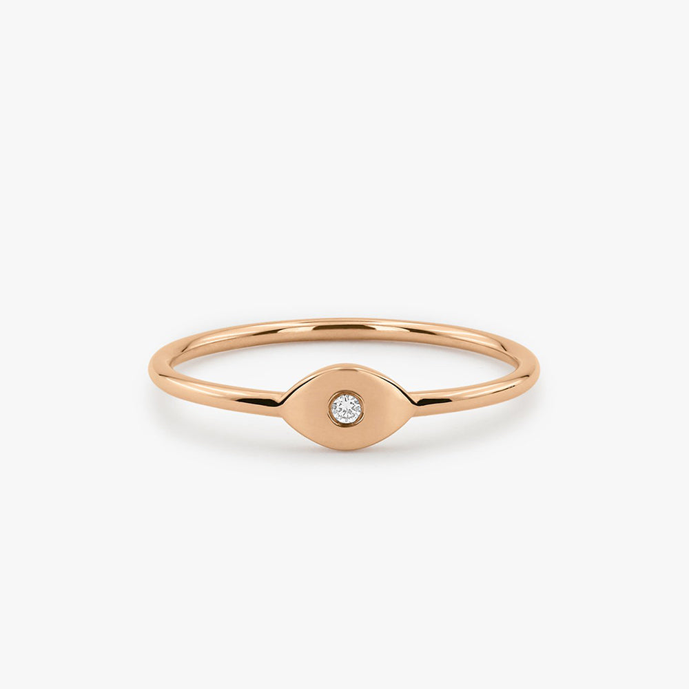 OBFJ1662 - 14K Gold Evil Eye Diamond Ring 7