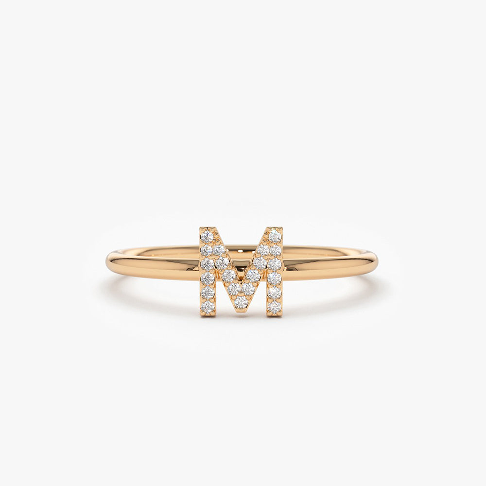 OBFJ1679 - 14K Gold Diamond Initial Ring 2