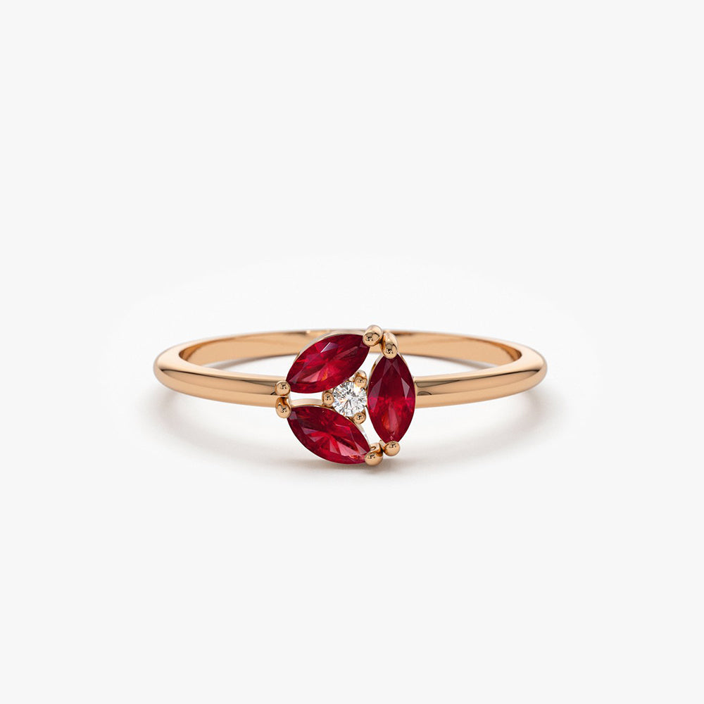 OBFJ1701 - Ruby Cluster Diamond Ring ring in selectable metal and diamond options - Roselle Jewelry view 5