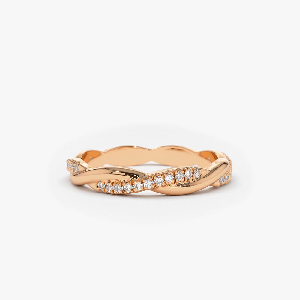 OBFJ1708 - Weaving Braid Eternity Diamond Ring ring in selectable metal and diamond options - Roselle Jewelry view 6