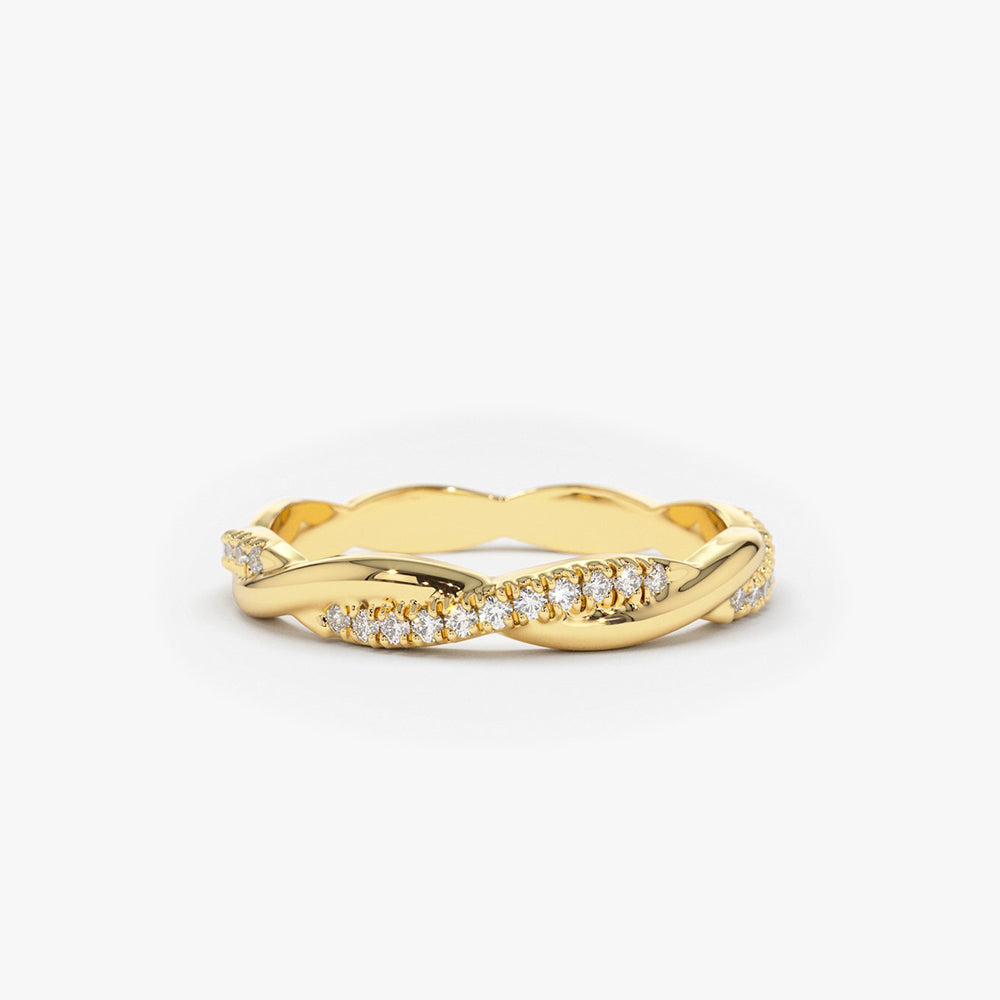 OBFJ1708 - Weaving Braid Eternity Diamond Ring ring in selectable metal and diamond options - Roselle Jewelry view 1