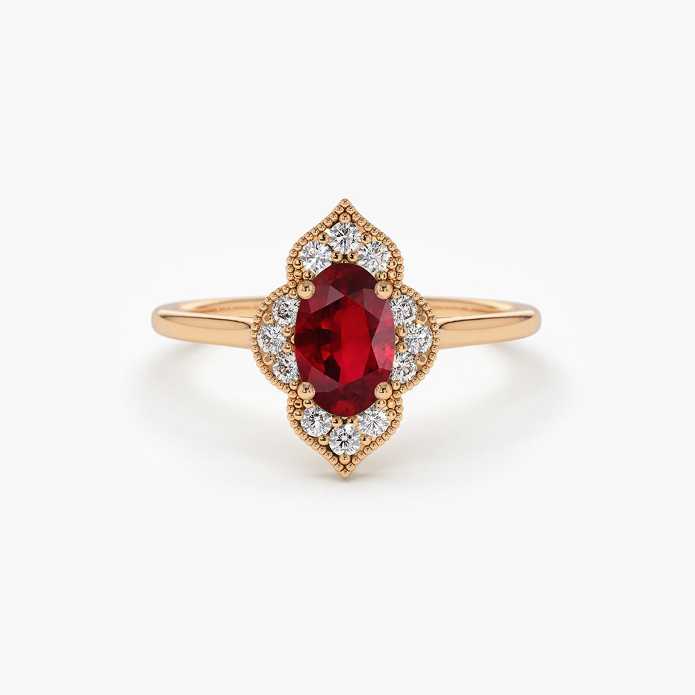 OBFJ1748 - 14k Victorian Genuine Ruby Ring 7