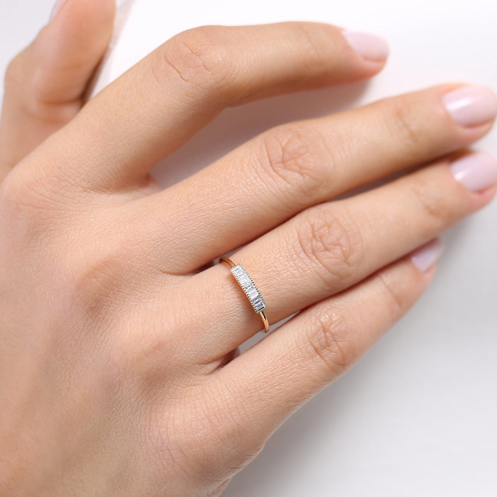 OBFJ1758 - Channel Set Baguette Diamond Ring ring in selectable metal and diamond options - Roselle Jewelry view 3