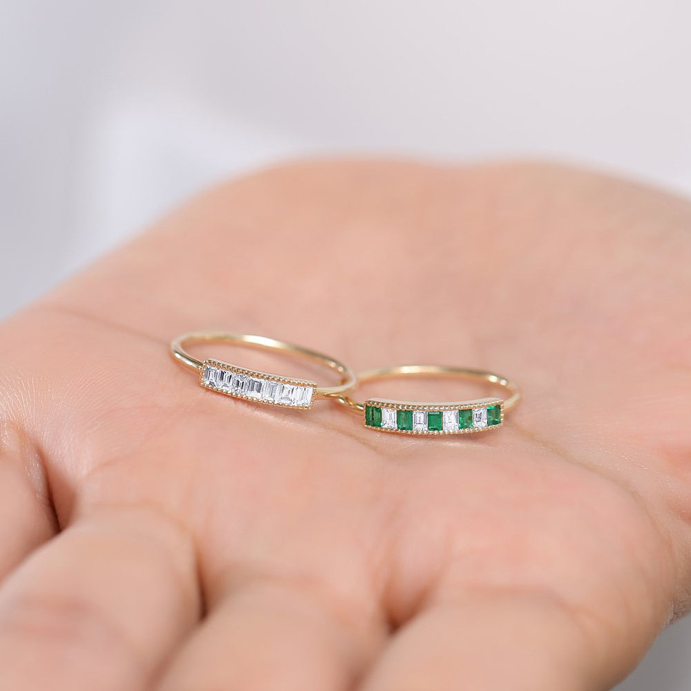 OBFJ1758 - Channel Set Baguette Diamond Ring ring in selectable metal and diamond options - Roselle Jewelry view 6
