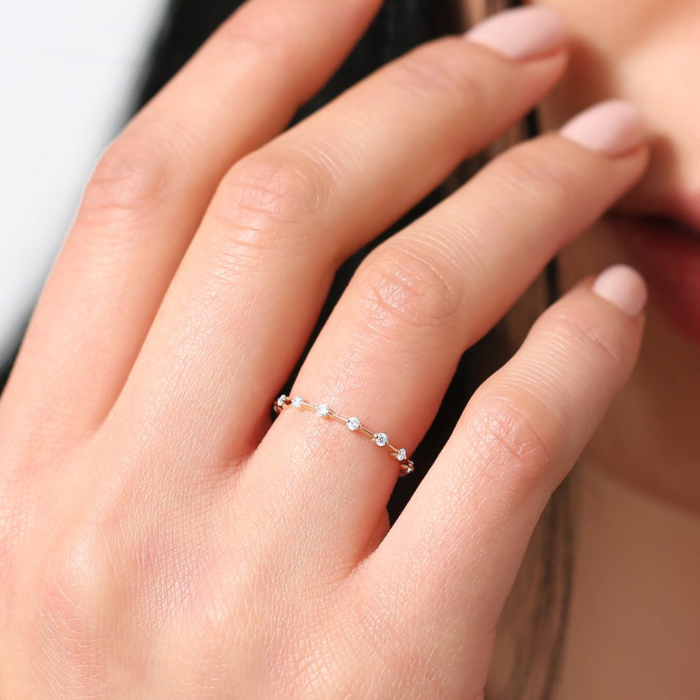 OBFJ1757 - 14K Gold Petite Diamond Wedding Ring 3
