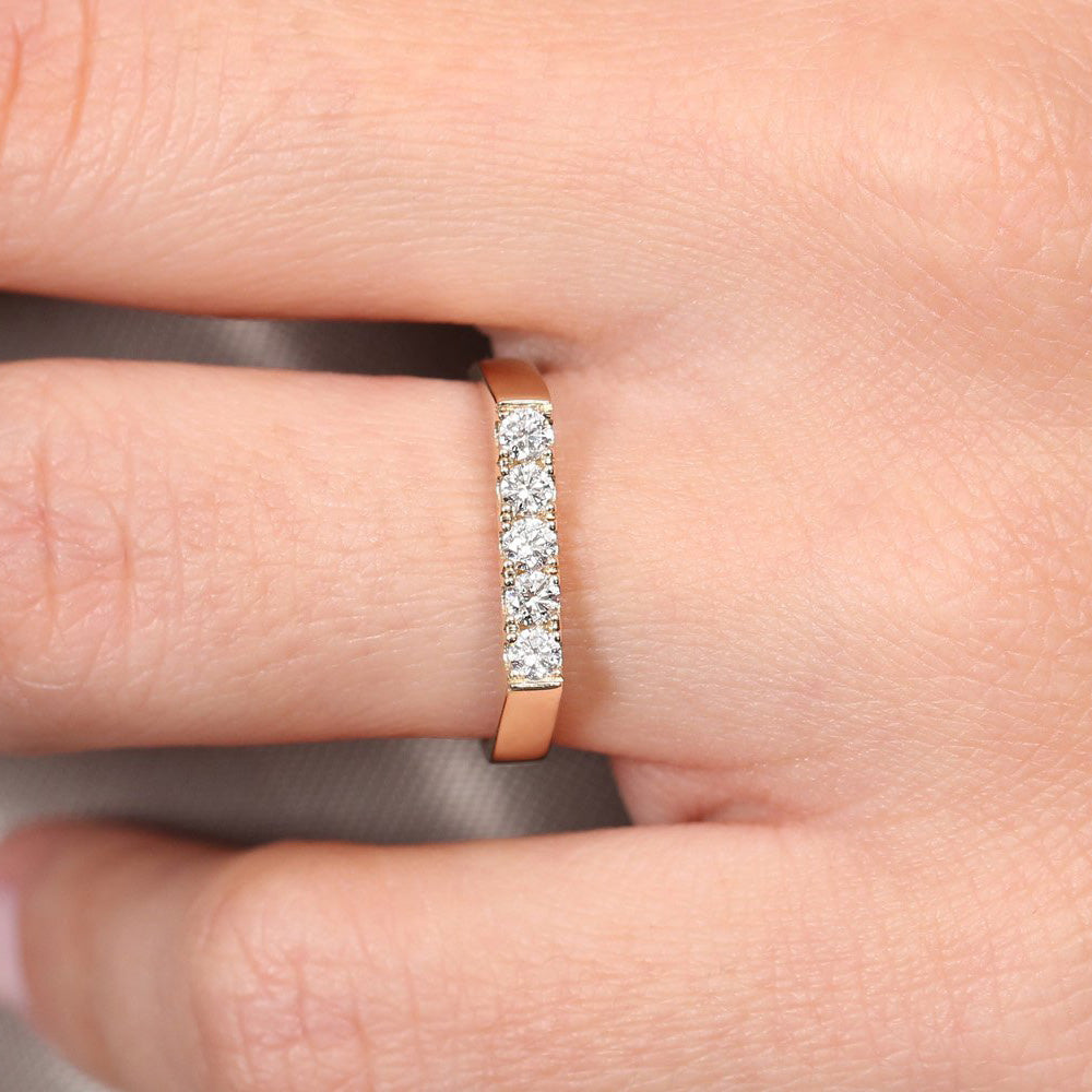 OBFJ1784 - Rectangular Diamond Pinky Ring ring in selectable metal and diamond options - Roselle Jewelry view 4