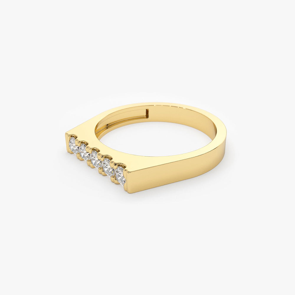 OBFJ1784 - Rectangular Diamond Pinky Ring ring in selectable metal and diamond options - Roselle Jewelry view 7