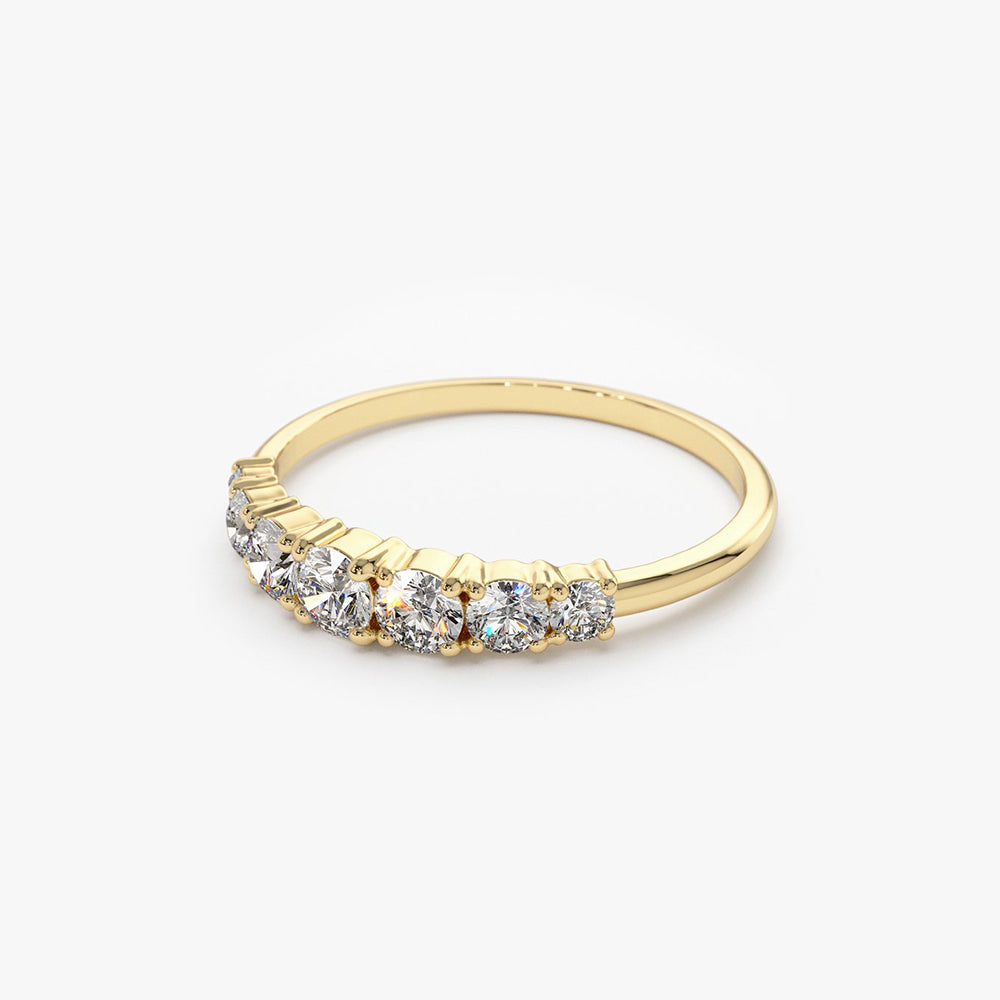 OBFJ1803 - 14K Gold 7 Stone Diamond Graduated Wedding Ring 6